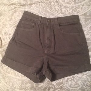American apparel olive green denim shorts